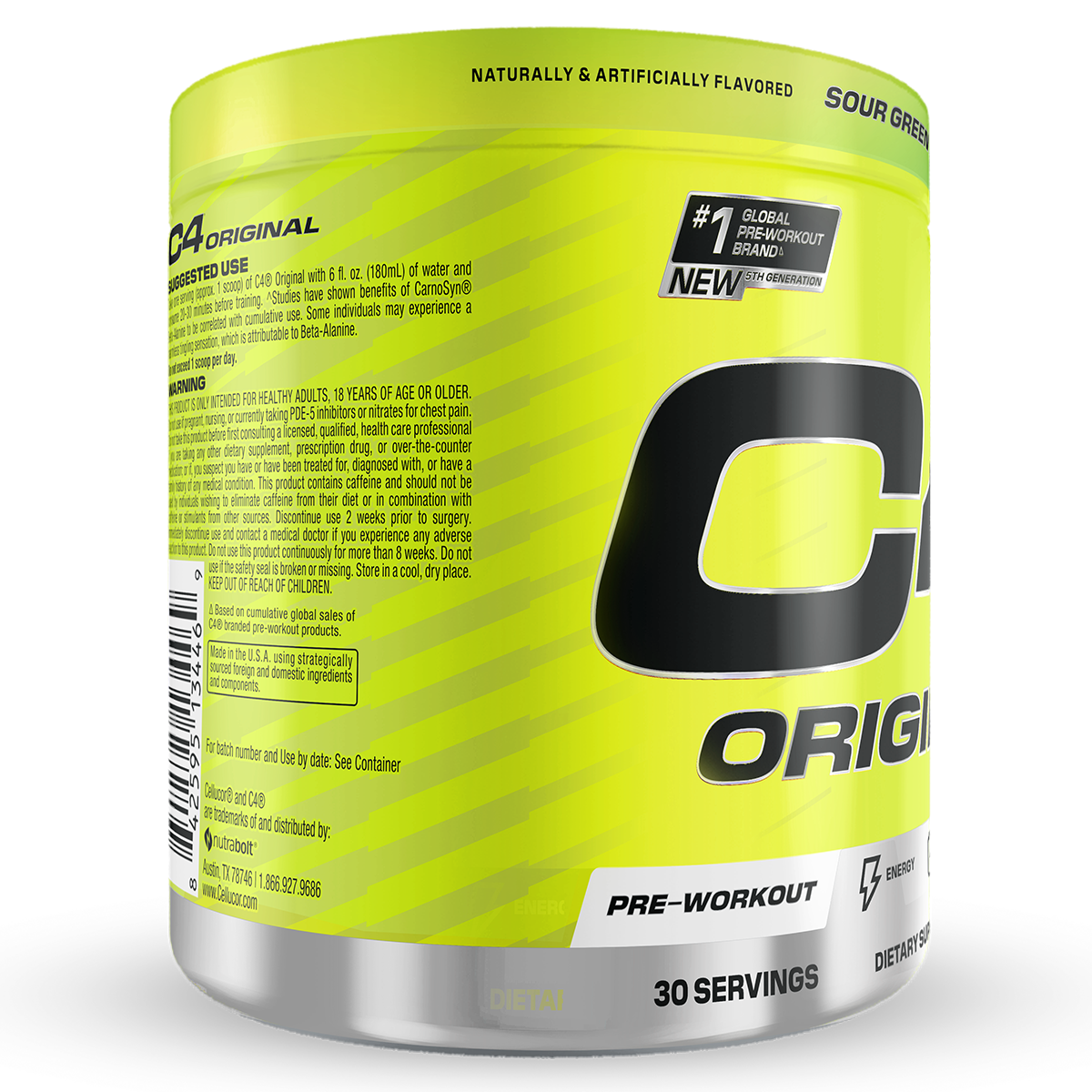 Cellucor C4 Original, Green Apple — side of pack