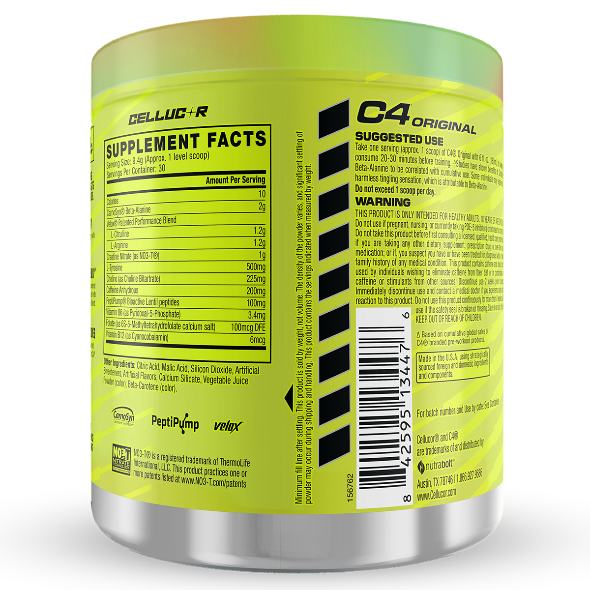 Cellucor C4 Original, Watermelon — back of pack