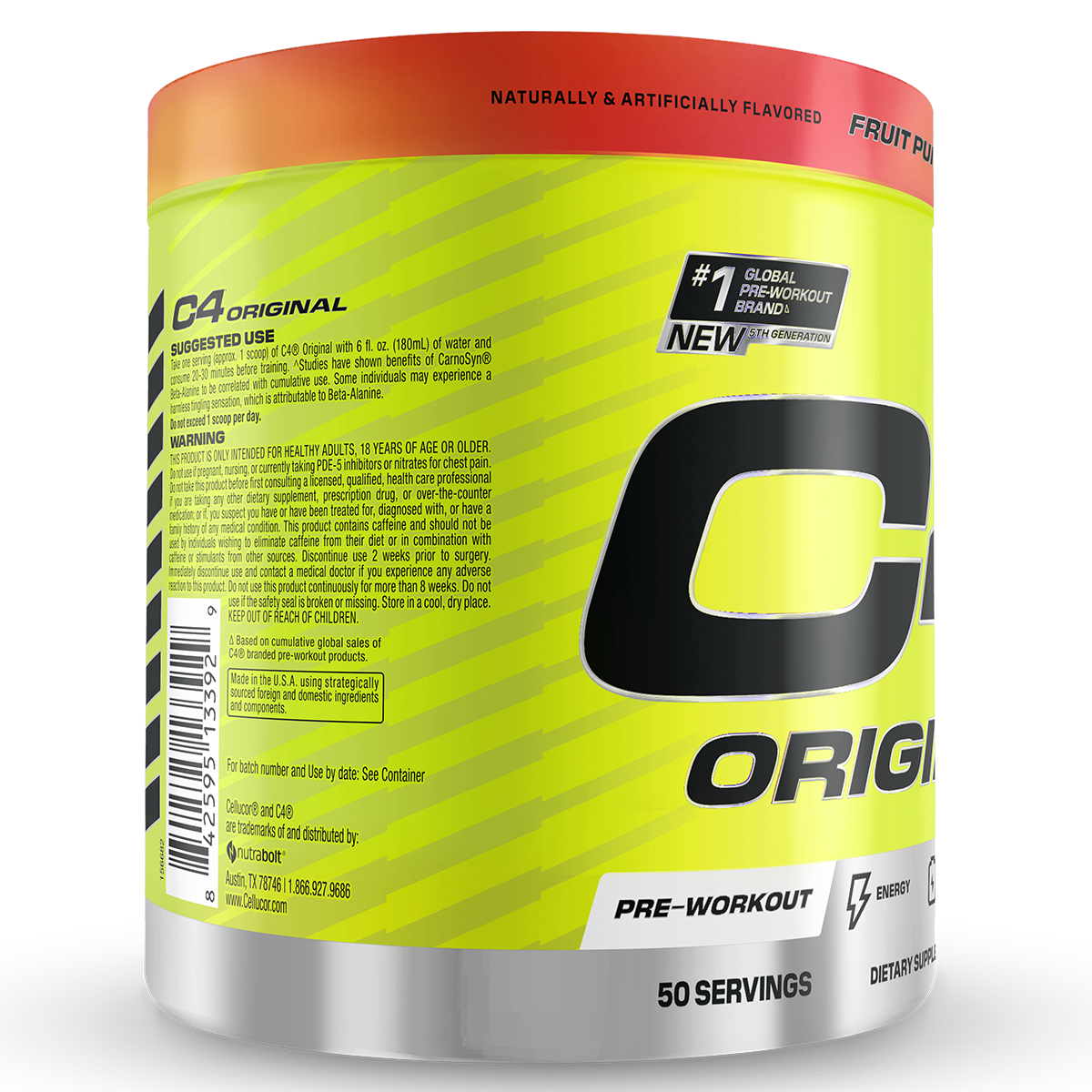 Cellucor C4 Original, Fruit Punch — side of pack