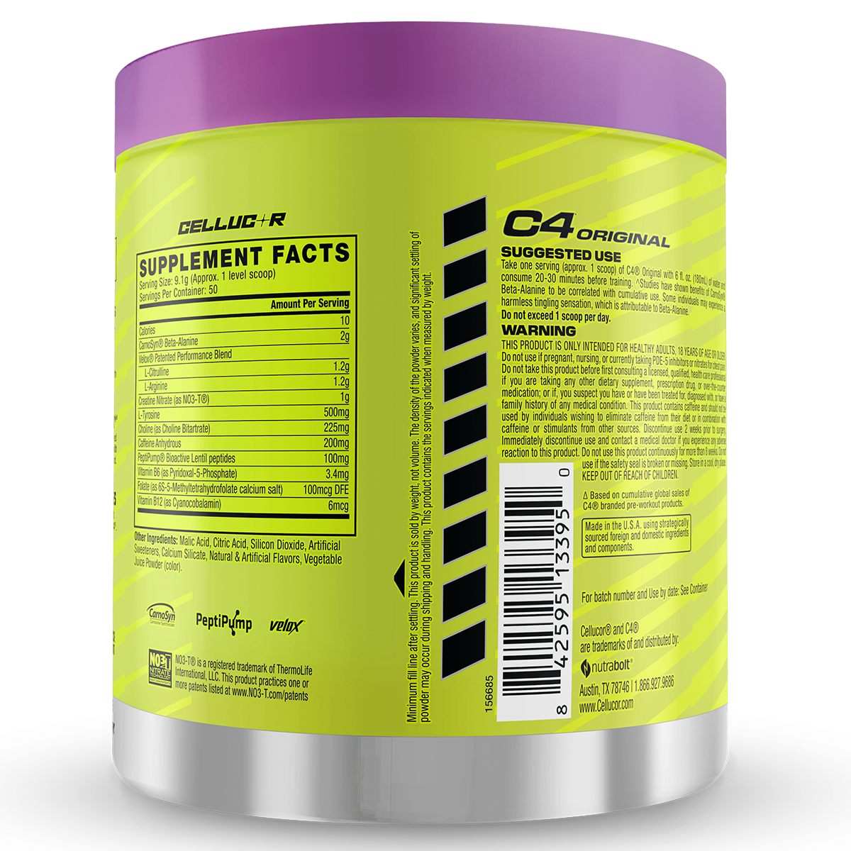 Cellucor C4 Original, Grape — back of pack