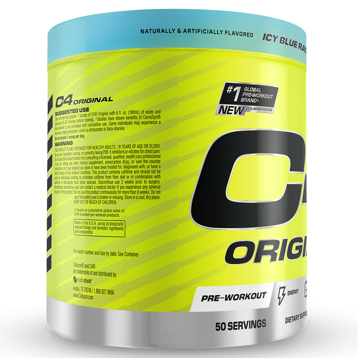 Cellucor C4 Original, Blue Raspberry — side of pack