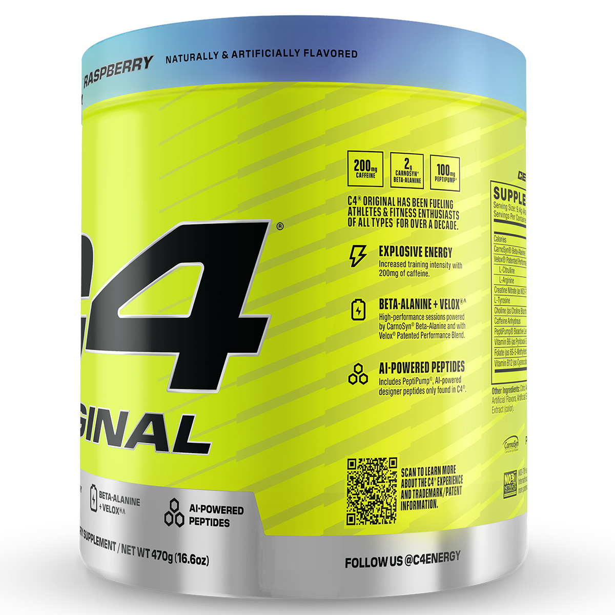 Cellucor C4 Original, Blue Raspberry — side of pack