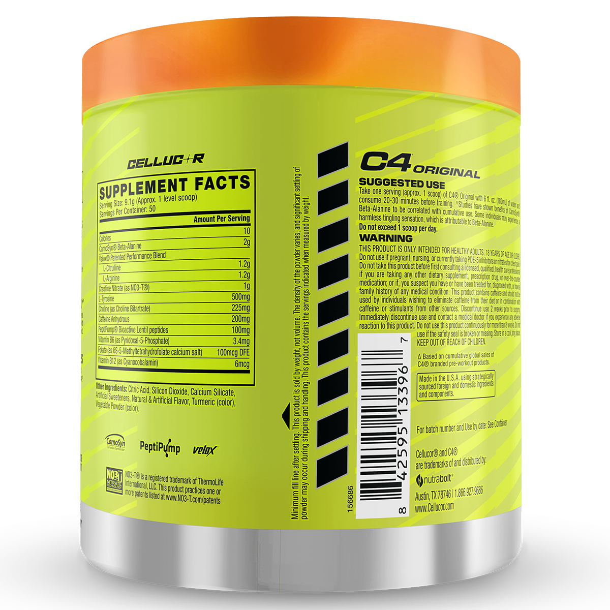 Cellucor C4 Original, Orange — back of pack