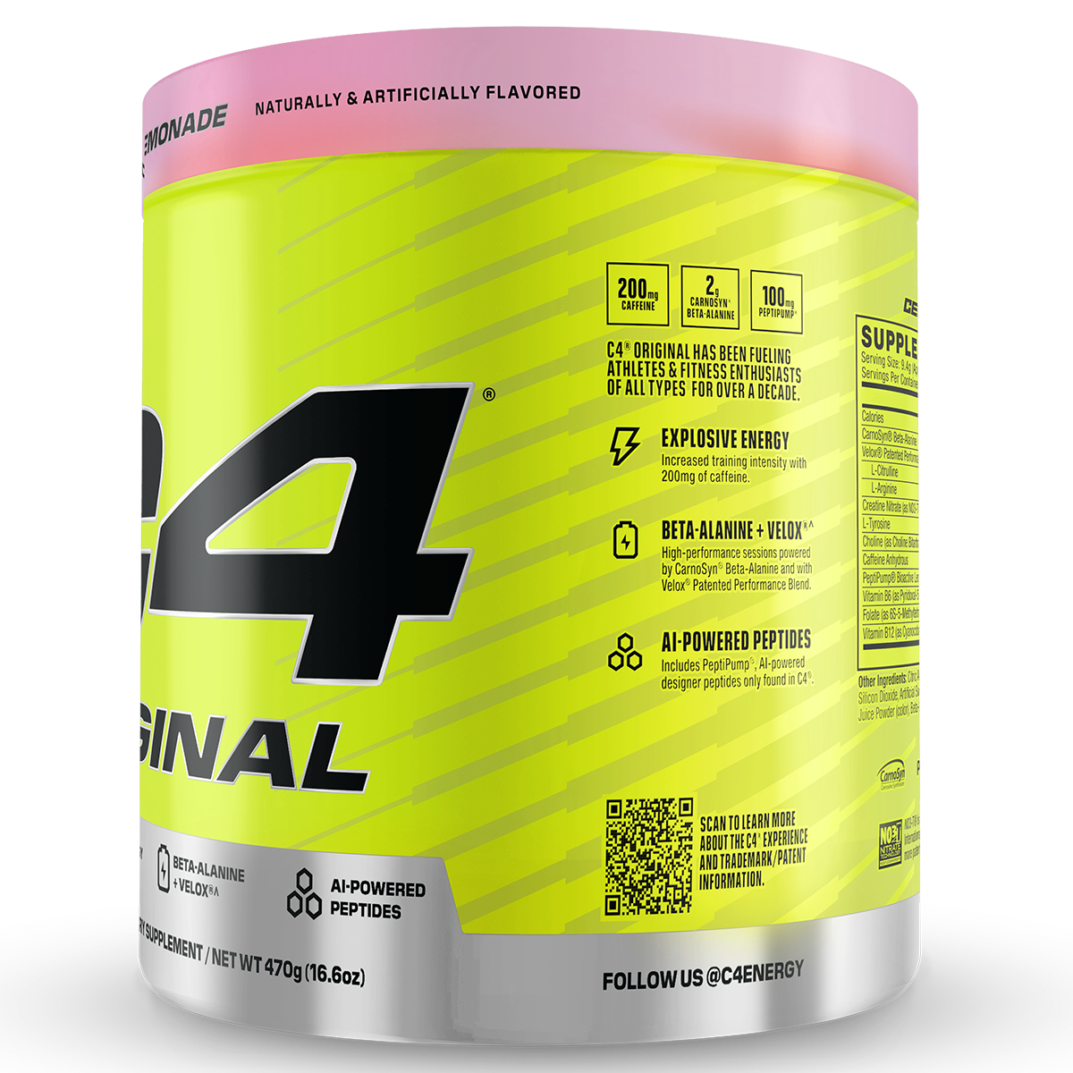 Cellucor C4 Original, Pink Lemonade — side of pack