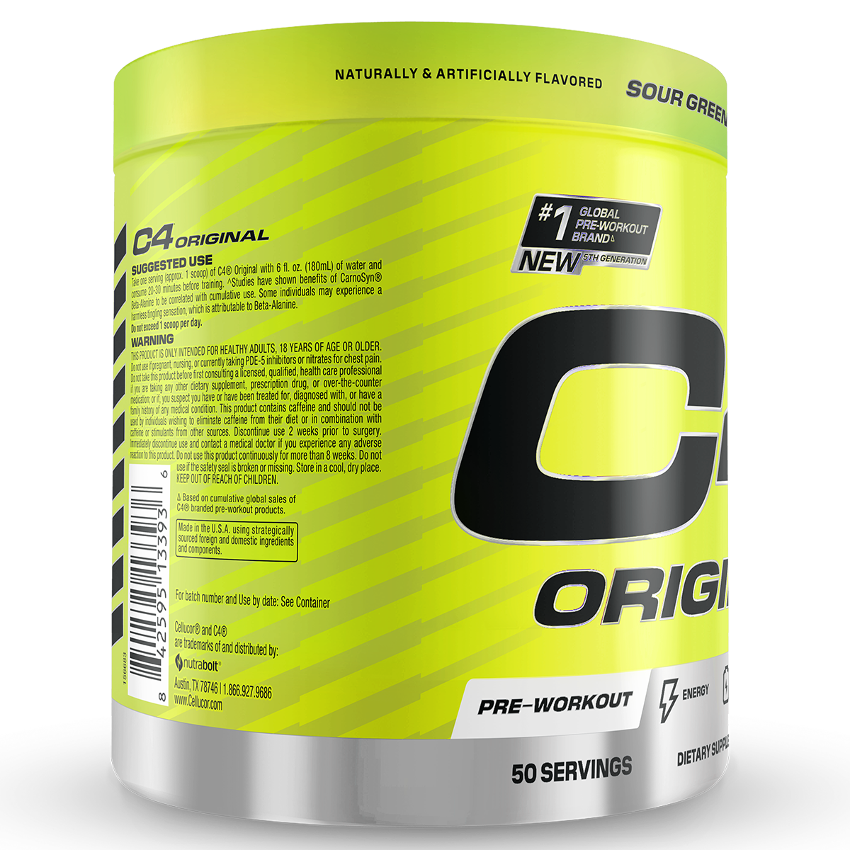 Cellucor C4 Original, Green Apple — side of pack