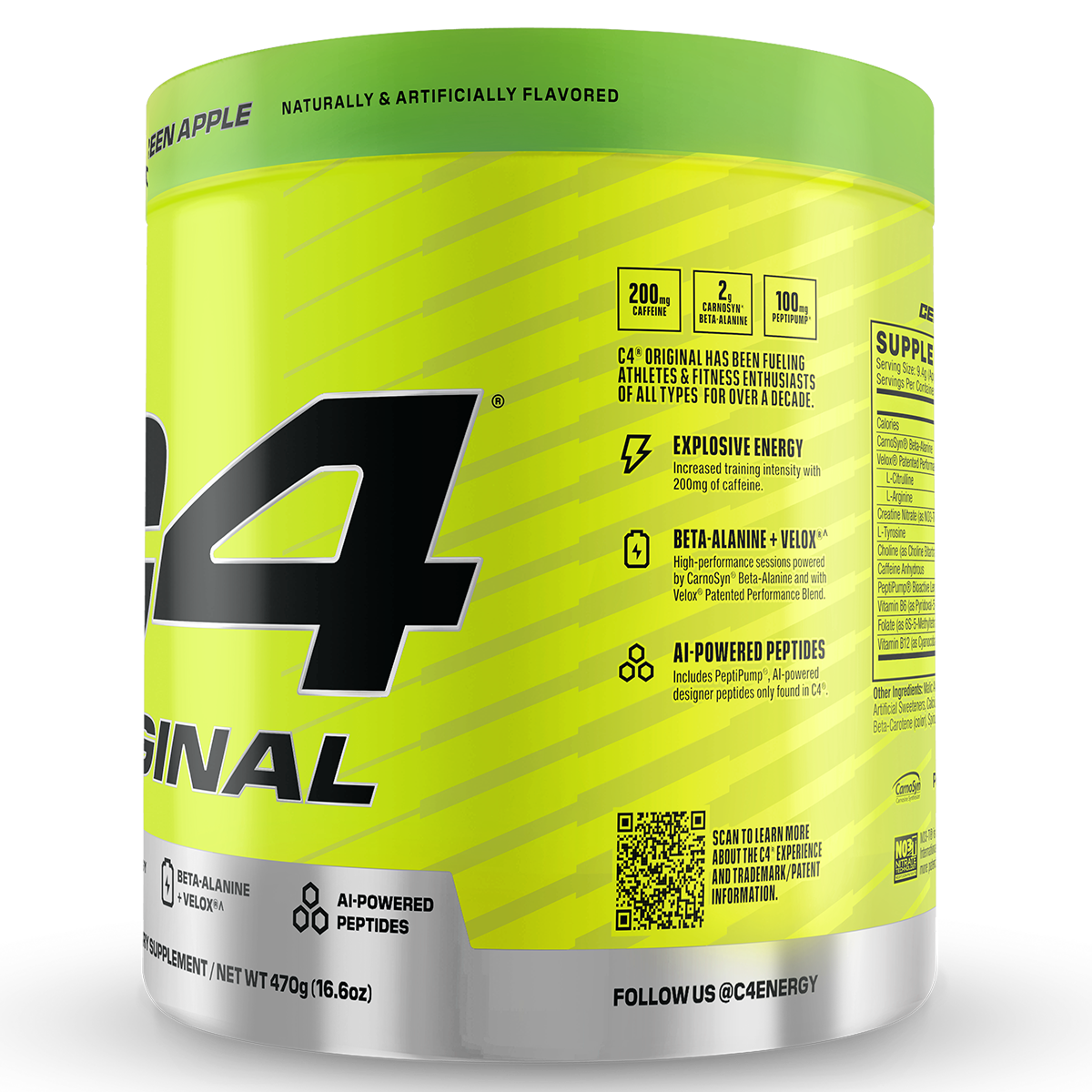 Cellucor C4 Original, Green Apple — side of pack