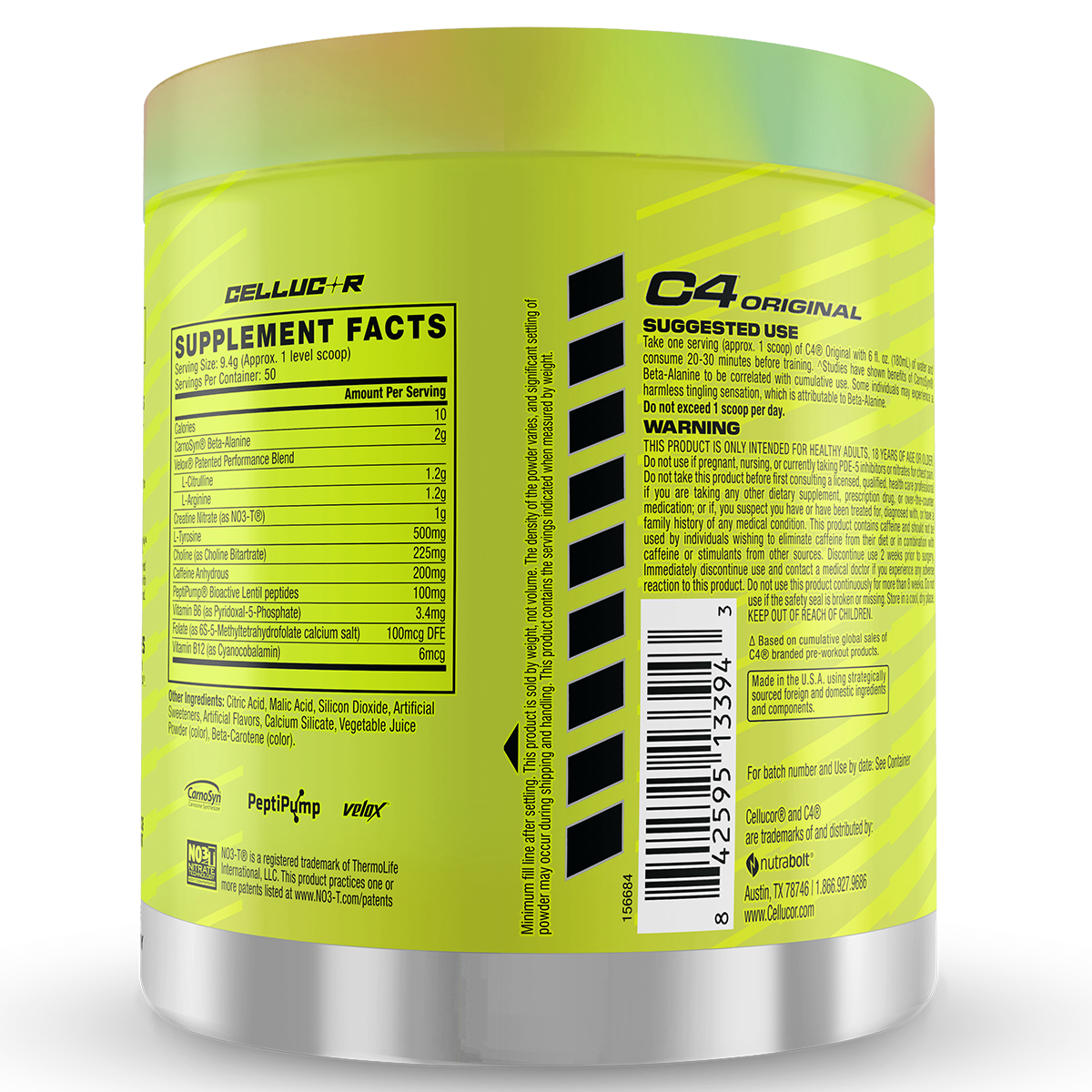 Cellucor C4 Original, Watermelon — back of pack