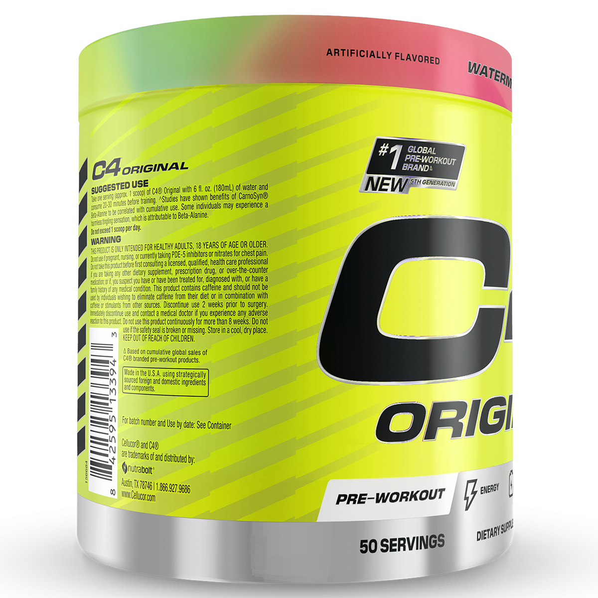 Cellucor C4 Original, Watermelon — side of pack