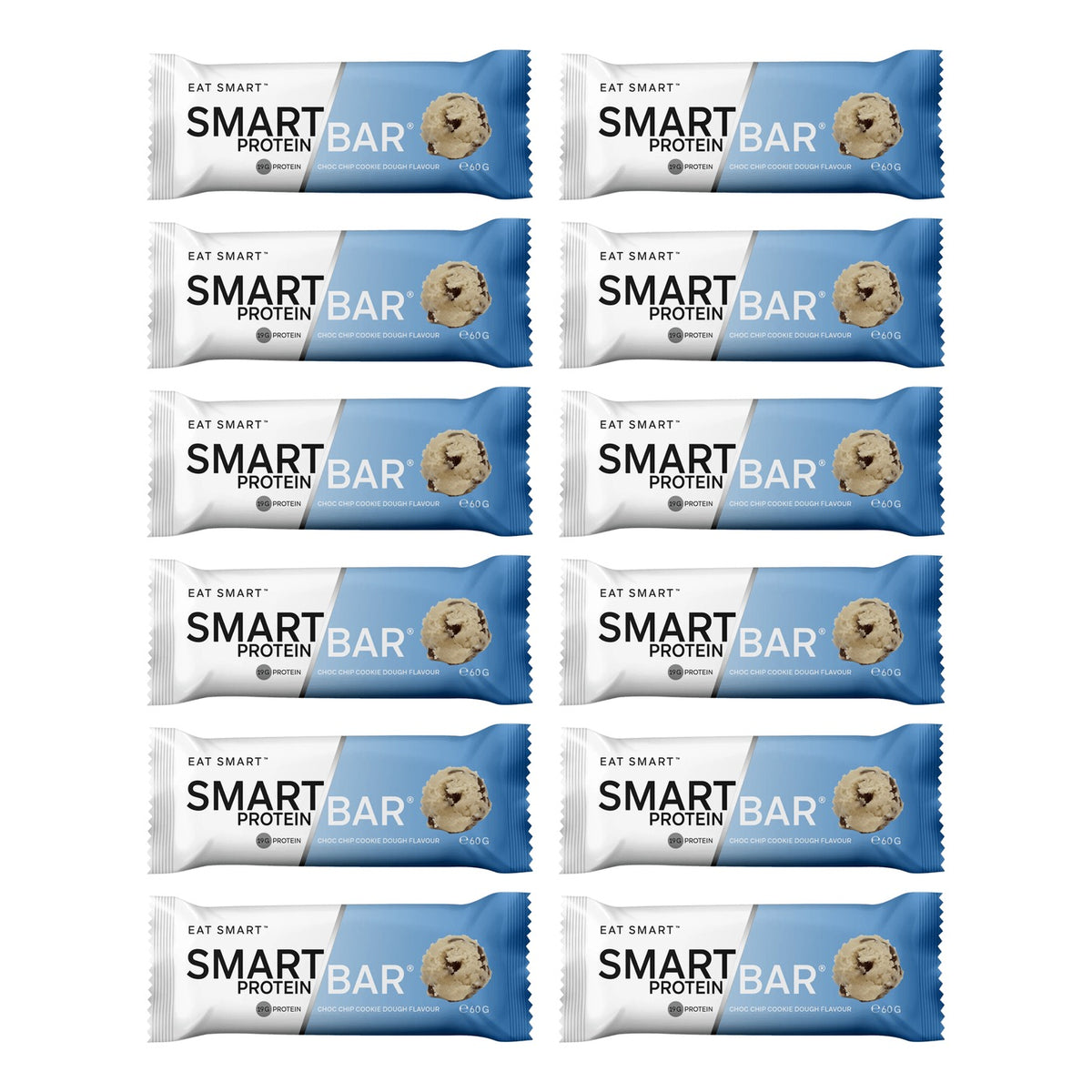 Smart Protein Bar 12-Pack Smart Bar - Chocolate Chip Cookie Dough, 720g (12 Serves) - 12 pack