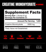 Performa Creatine supplement facts and nutrition panel