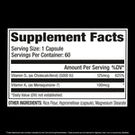 GAT Sport Essential D3+K2 supplement facts and nutrition panel