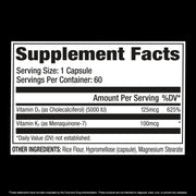 GAT Sport Essential D3+K2 supplement facts and nutrition panel