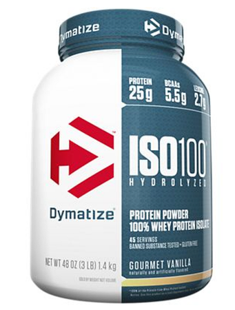 Dymatize ISO100 whey protein isolate, Gourmet Vanilla powder
