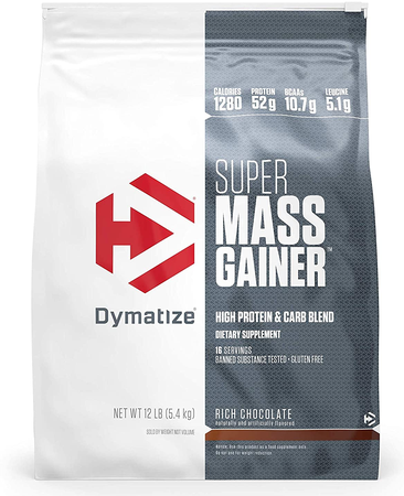 Dymatize Super Mass Gainer, Rich Chocolate powder, 12lb size