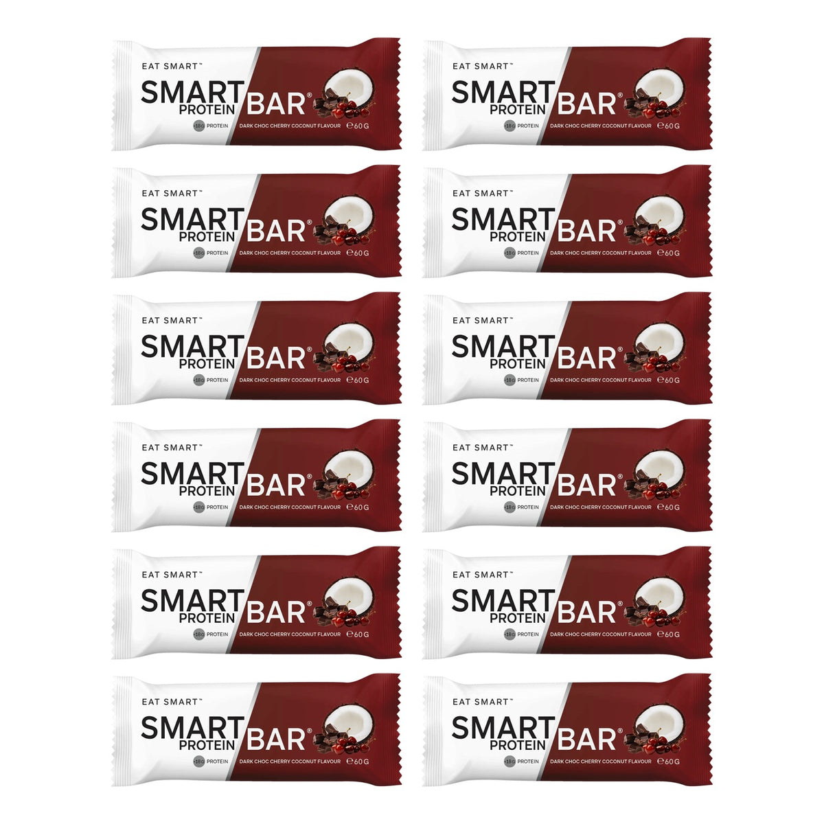 Smart Protein Bar 12-Pack Smart Bar - Dark Chocolate Cherry Coconut, 720g (12 Serves) - 12 pack