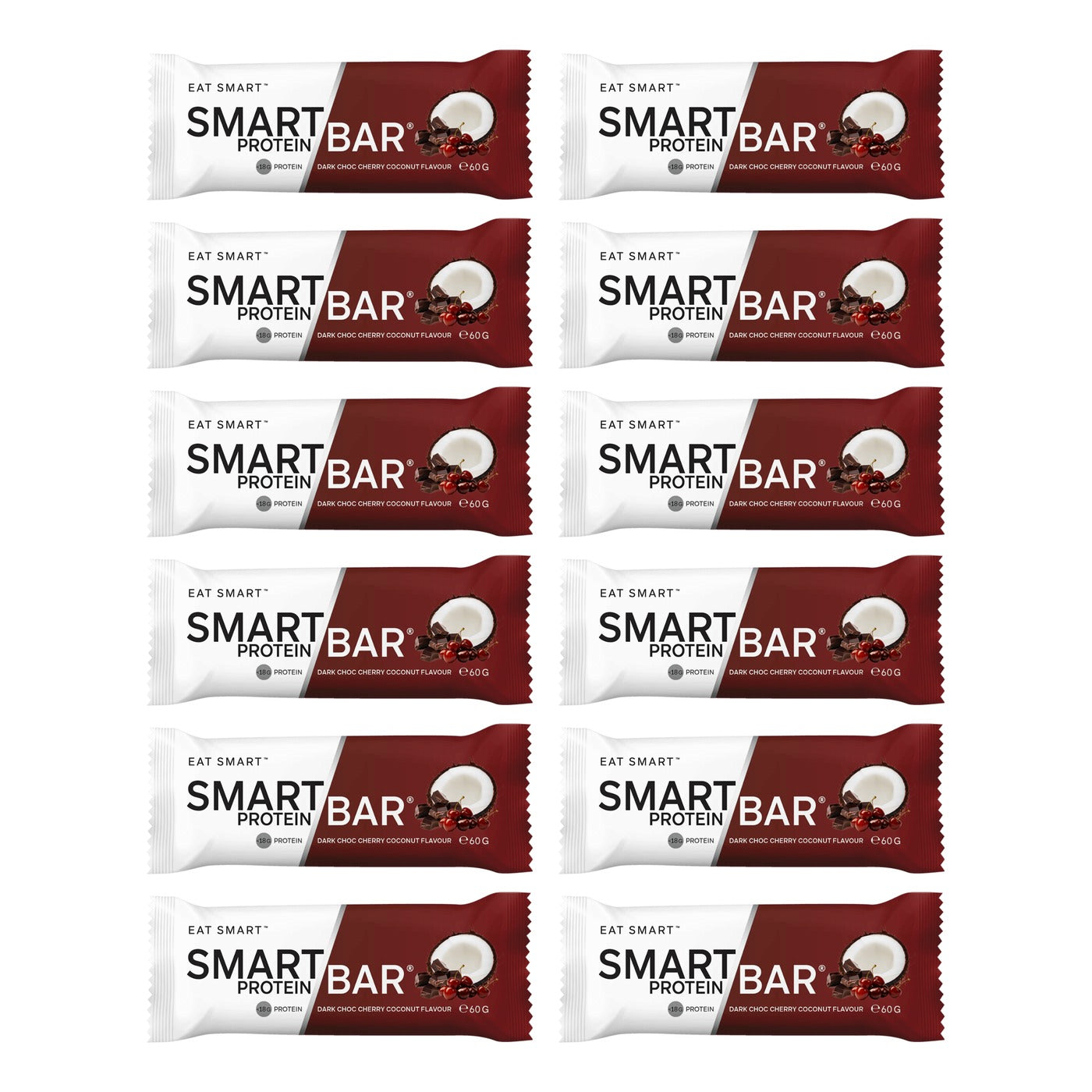 Smart Protein Bar 12-Pack Smart Bar - Dark Chocolate Cherry Coconut, 720g (12 Serves) - 12 pack
