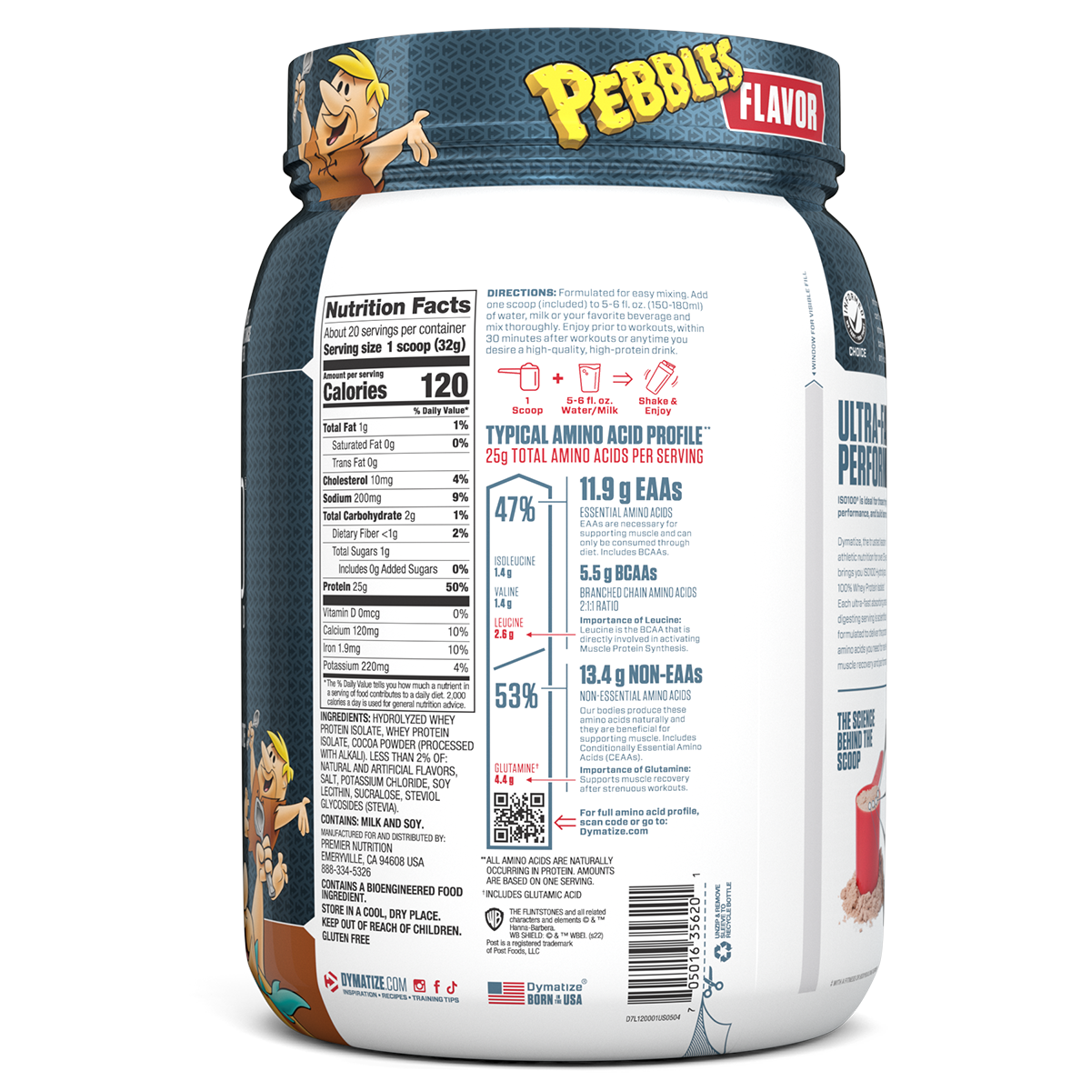 Dymatize Iso 100 Cocoa Pebbles supplement facts and nutrition panel