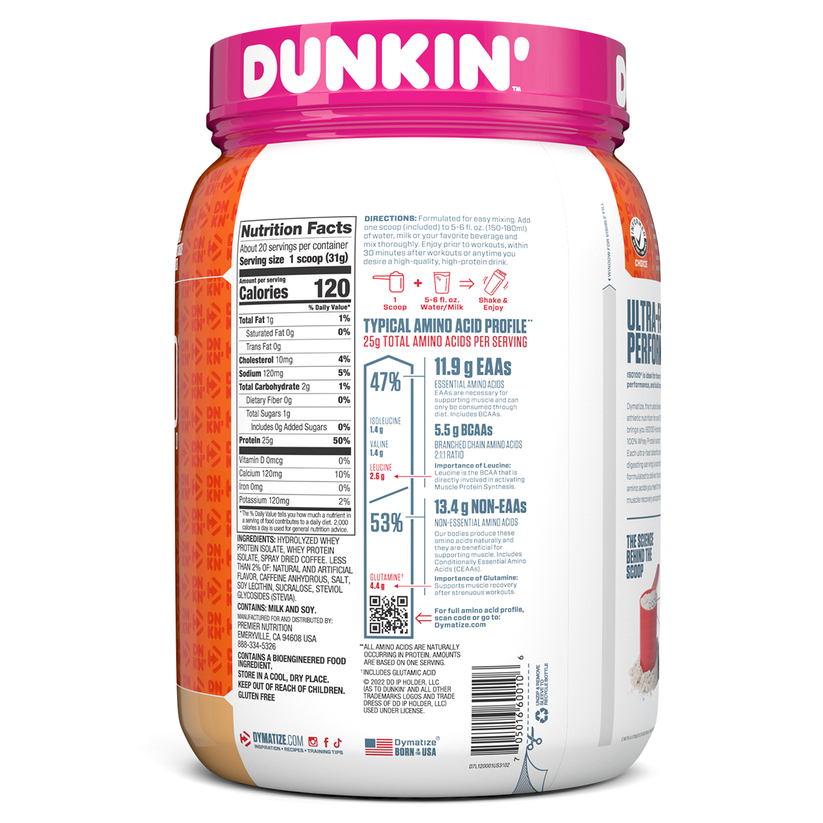 Dymatize Dymatize Iso 100 dunkin cappuccino new nutrition panel
