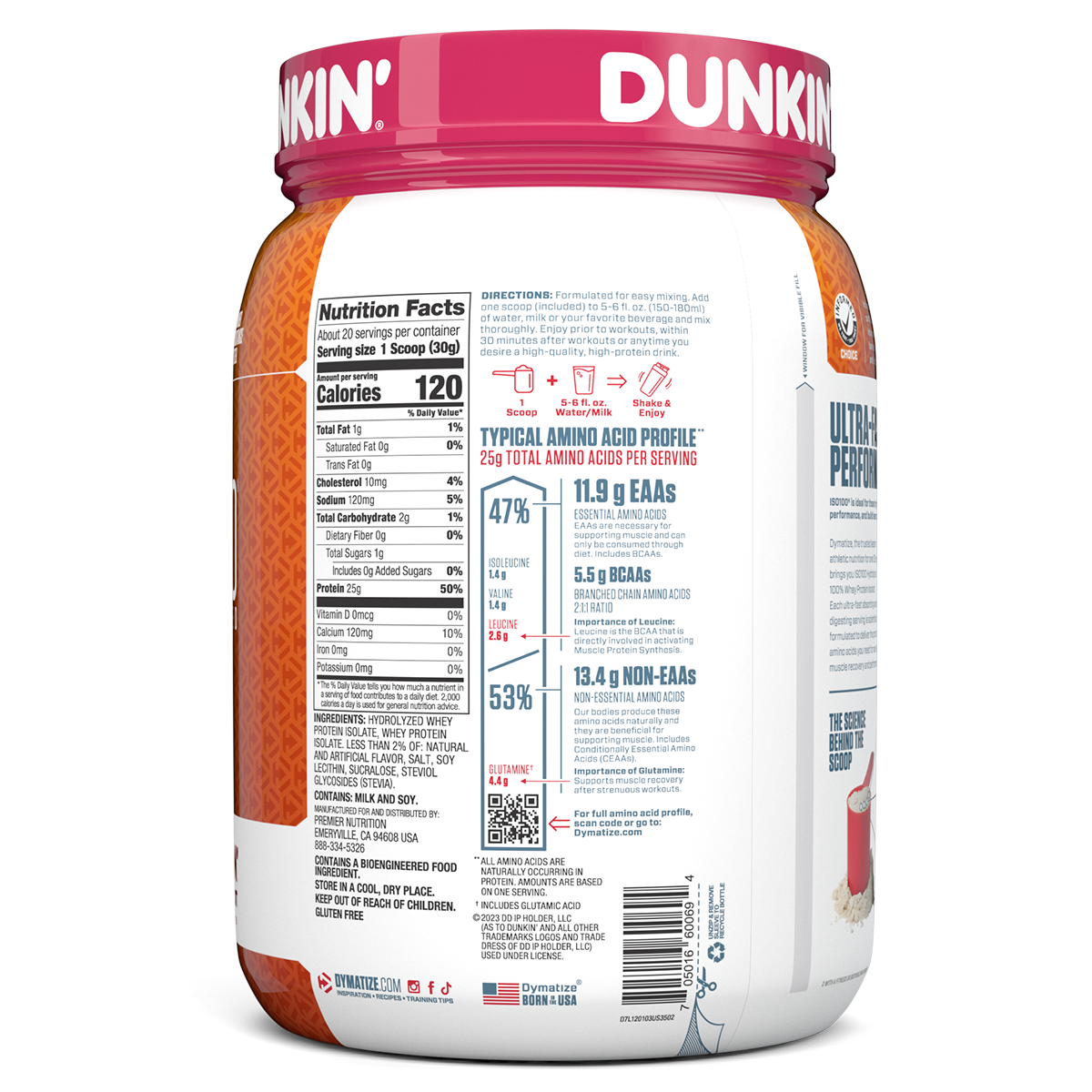 Dymatize Dymatize Iso 100 dunkin glazed donut new nutrition panel