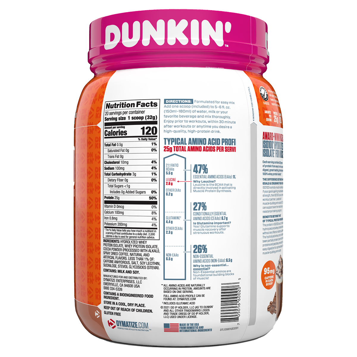 Dymatize Dymatize Iso 100 dunkin mocha latte new nutrition panel