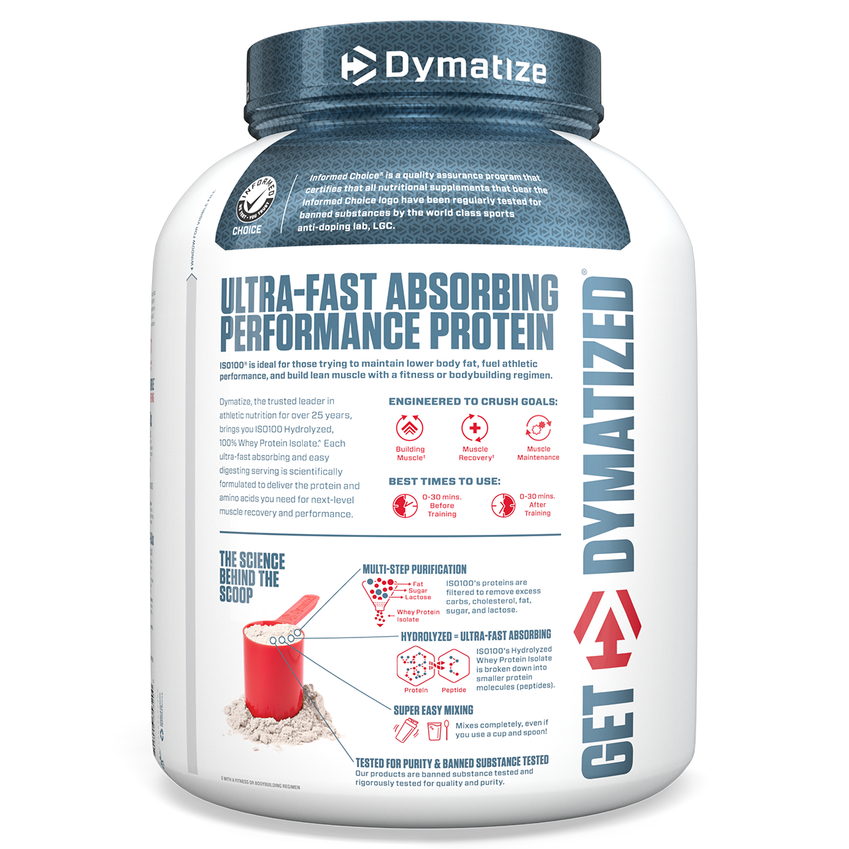 Dymatize Iso 100, Cookie N Cream — side of pack