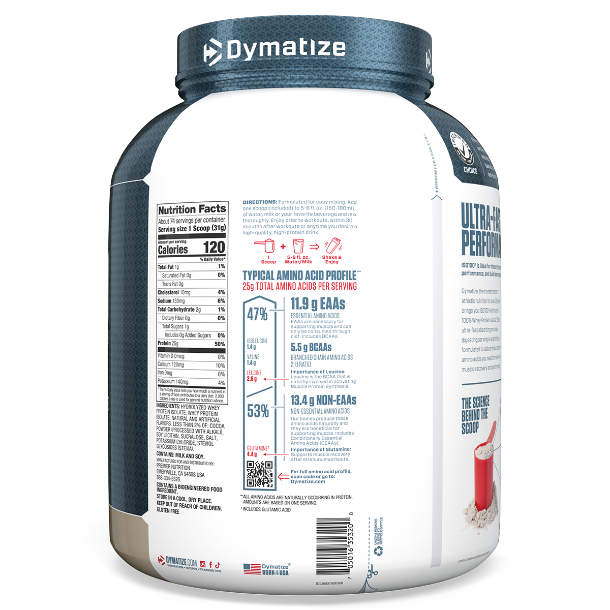 Dymatize Dymatize Iso 100 cookie n cream nutrition panel