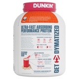 Dymatize Iso 100, Dunkin Cappuccino New — side of pack