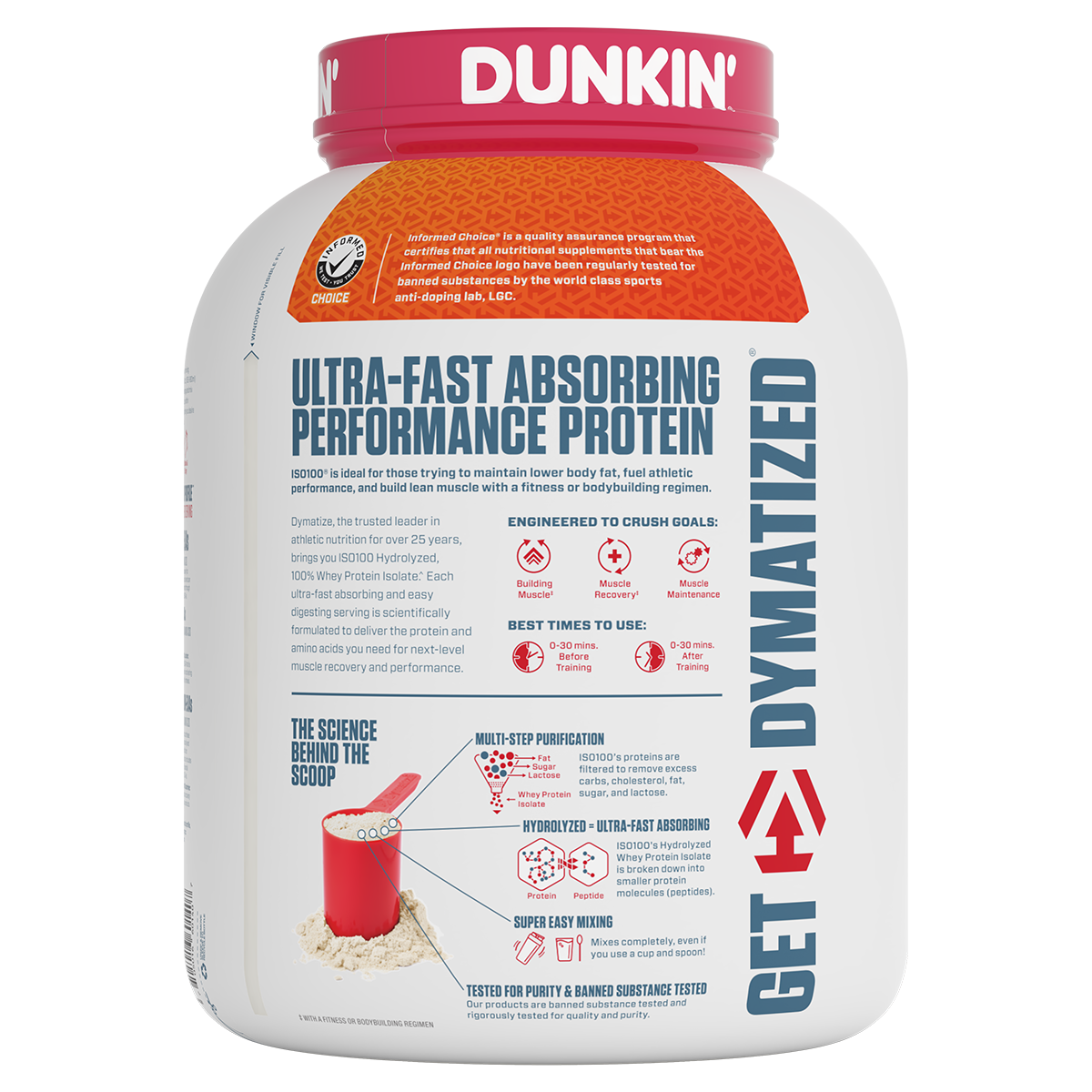 Dymatize Iso 100, Dunkin Glazed Donut New — side of pack