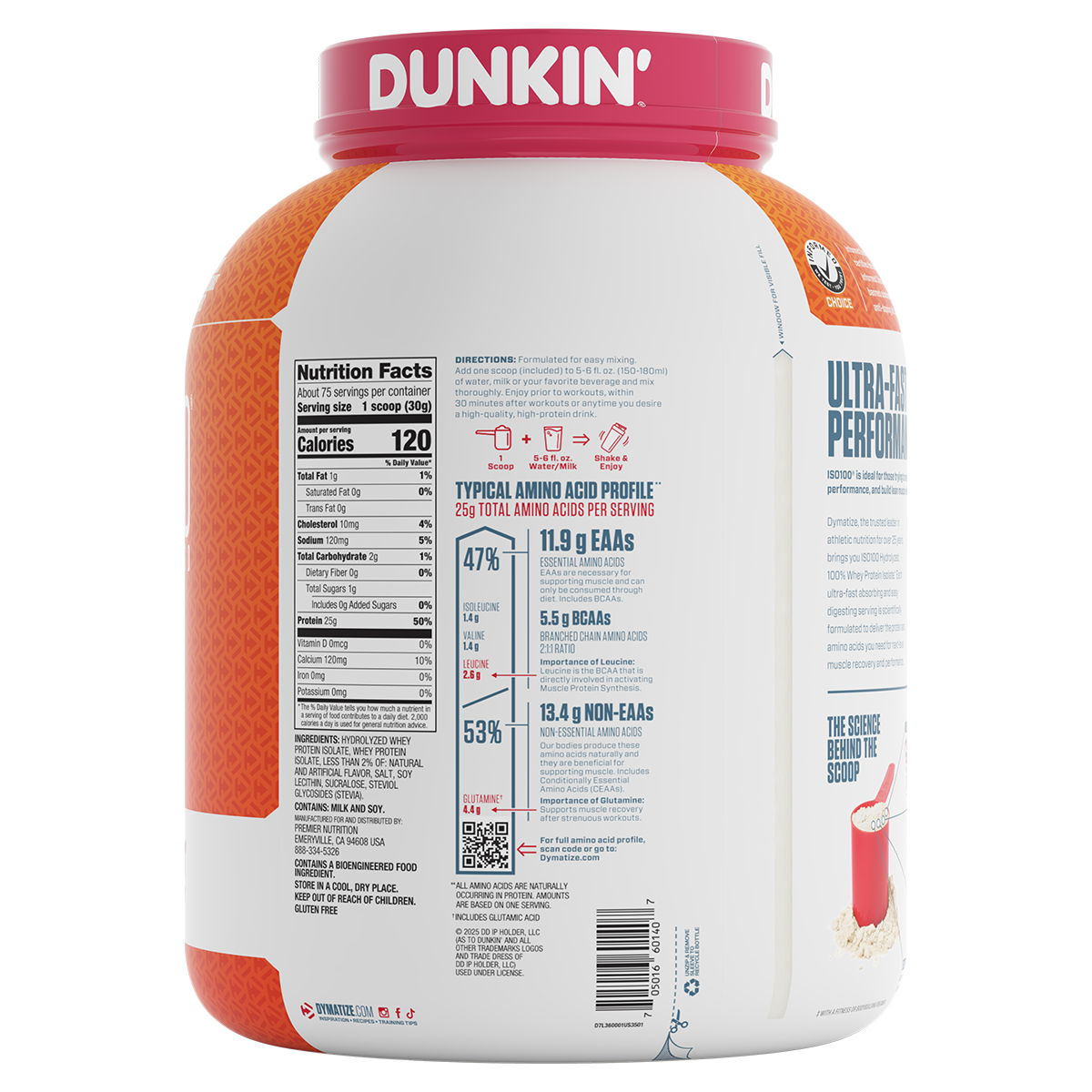 Dymatize Dymatize Iso 100 dunkin glazed donut new nutrition panel