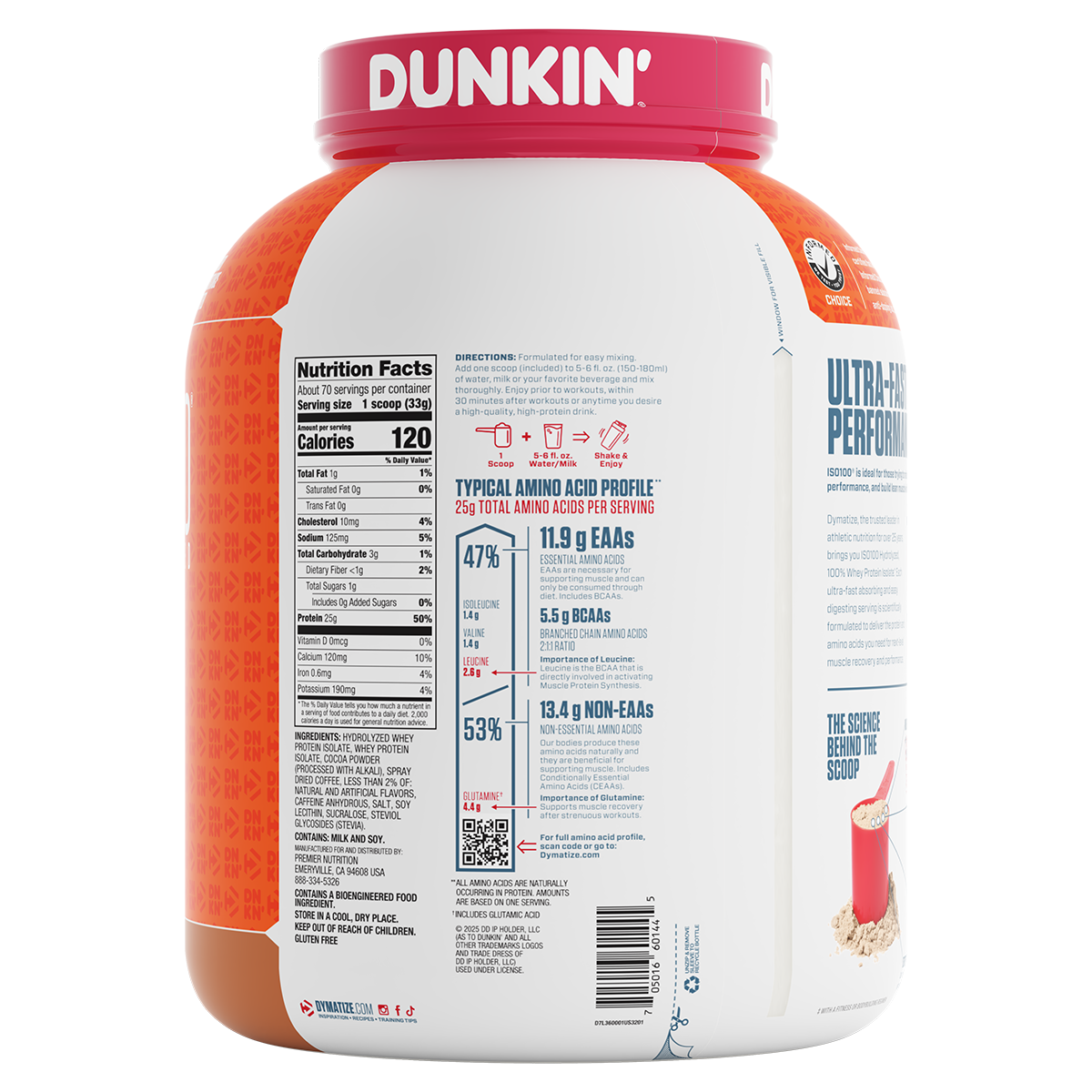 Dymatize Dymatize Iso 100 dunkin mocha latte new nutrition panel