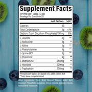 Raw Nutrition EAA Kiwi Blueberry nutrition panel