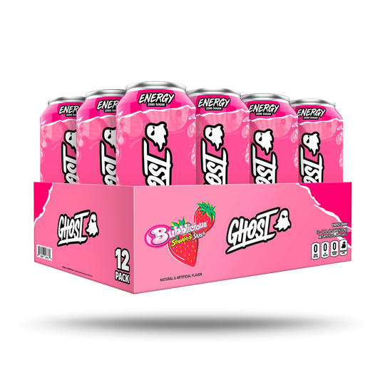 Ghost 12-Pack Energy Strawberry Bubblegum 500ml front