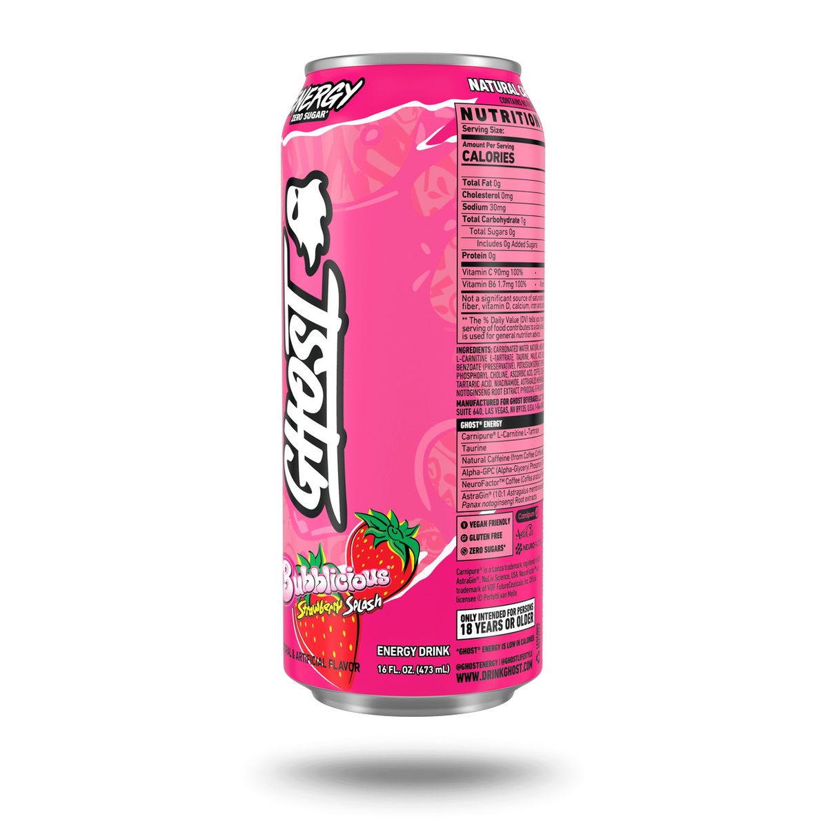 Ghost Energy Strawberry Bubblegum 500ml back