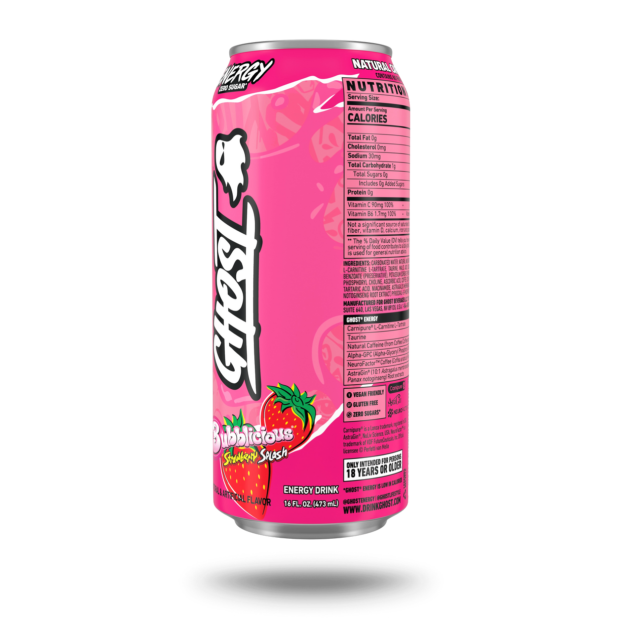 Ghost Energy Strawberry Bubblegum 500ml back