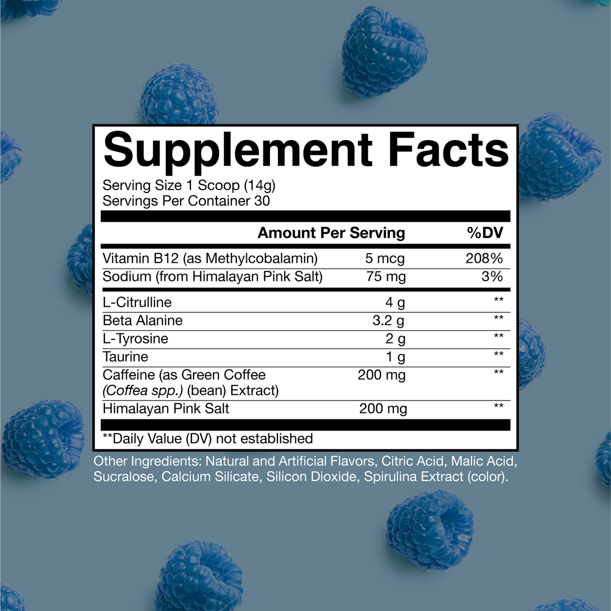 CBUM Essential Blue Raspberry nutrition panel