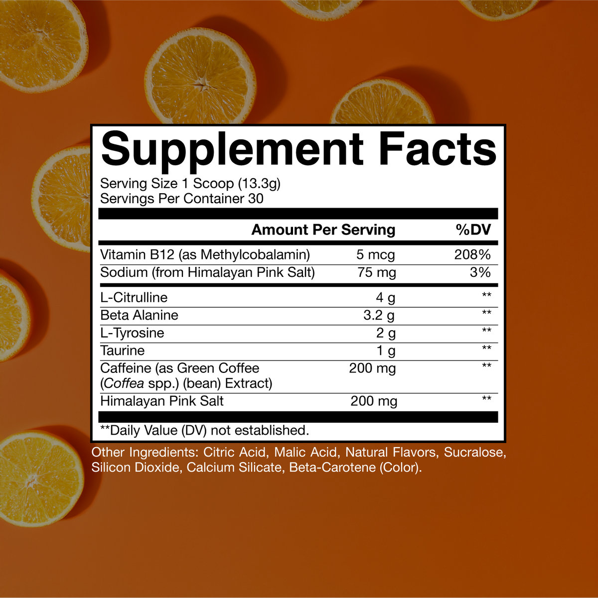 CBUM Essential Orange nutrition panel
