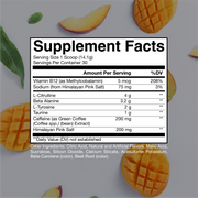 CBUM Essential Peach Mango nutrition panel