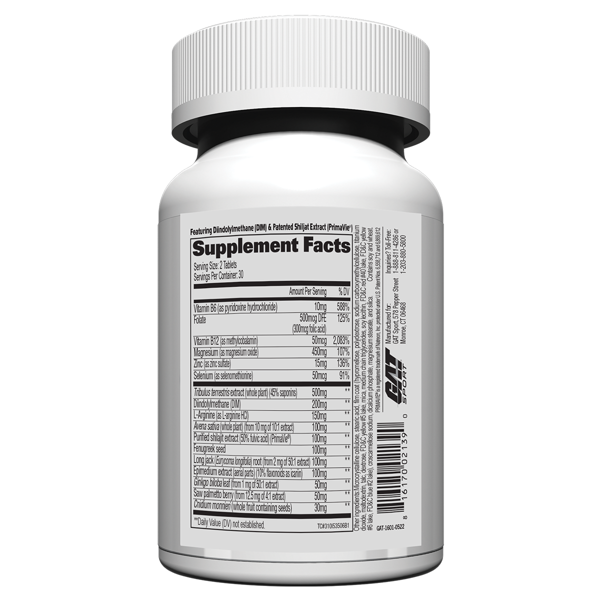 GAT Sport Testrol Gold ES supplement facts and nutrition panel