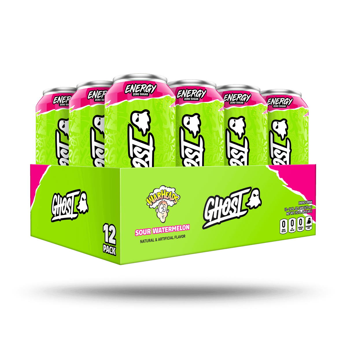 Ghost 12-Pack Energy RTD - Warheads Watermelon, 500ml