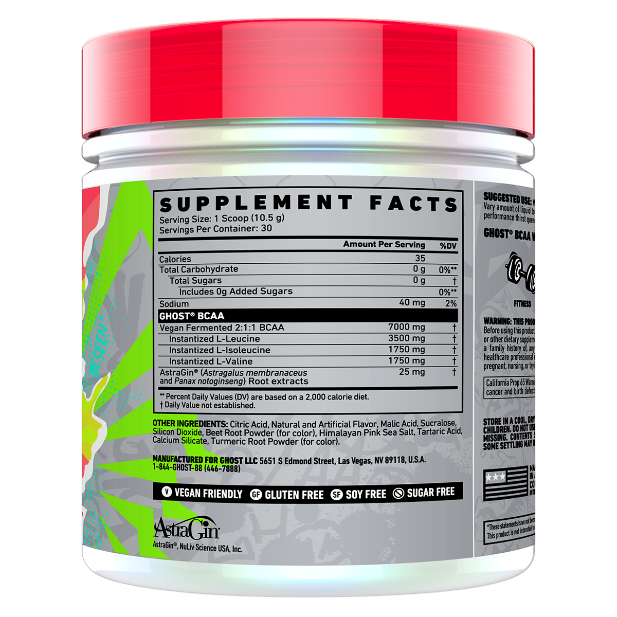 Ghost Ghost BCAA V2 kiwi strawberry back of pack