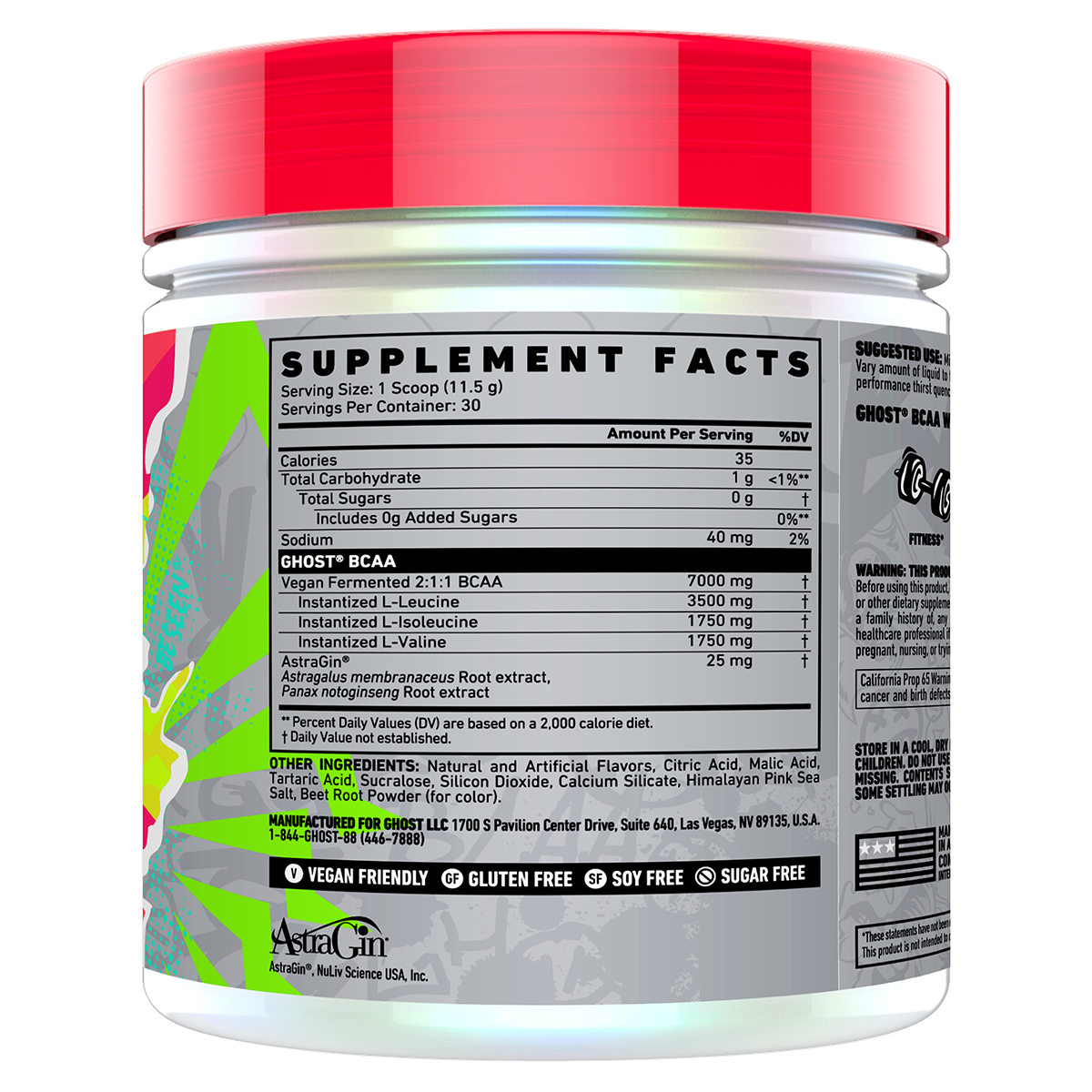 Ghost Ghost BCAA V2 strawberry watermelon new back of pack