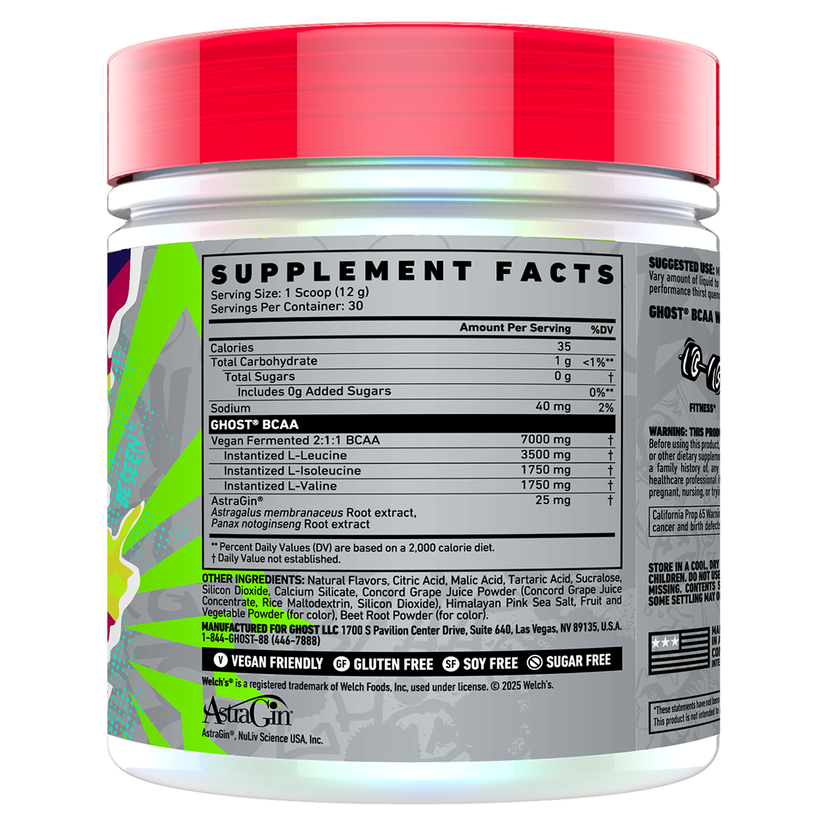 Ghost Ghost BCAA V2 welch s grape cranberry back of pack