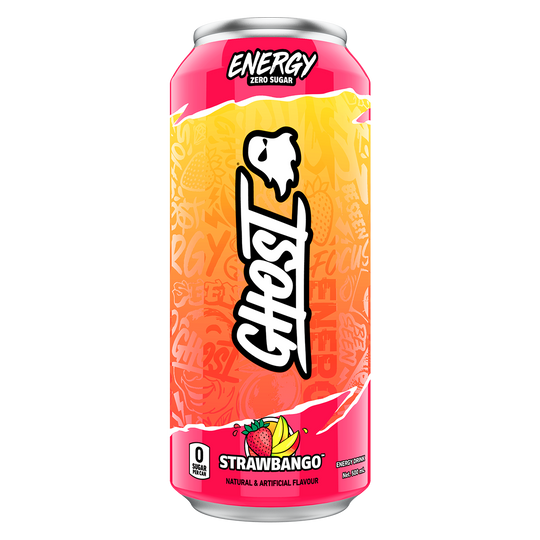 Ghost Energy RTD, Strawbango — front of pack
