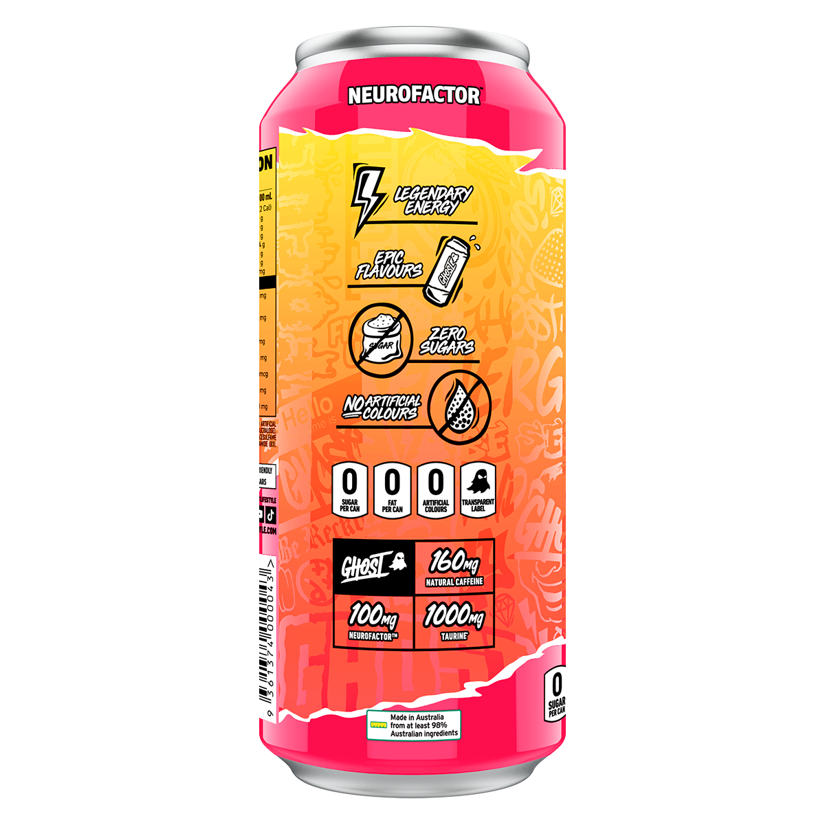 Ghost Energy RTD, Strawbango — side of pack