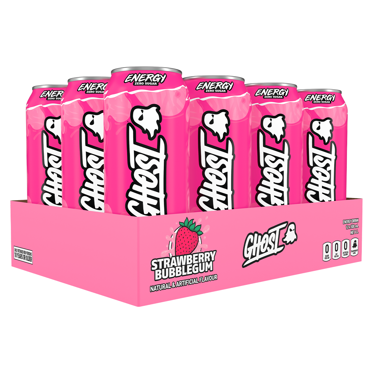 Ghost 12-Pack Energy RTD Strawberry Bubblegum