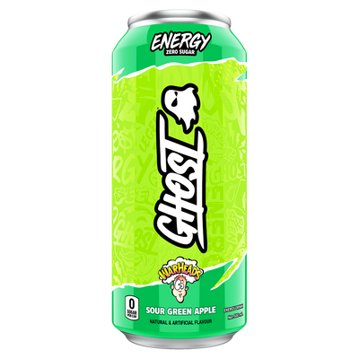 Ghost Energy RTD, Warheads Sour Green Apple New, 500ml, NZ Supps