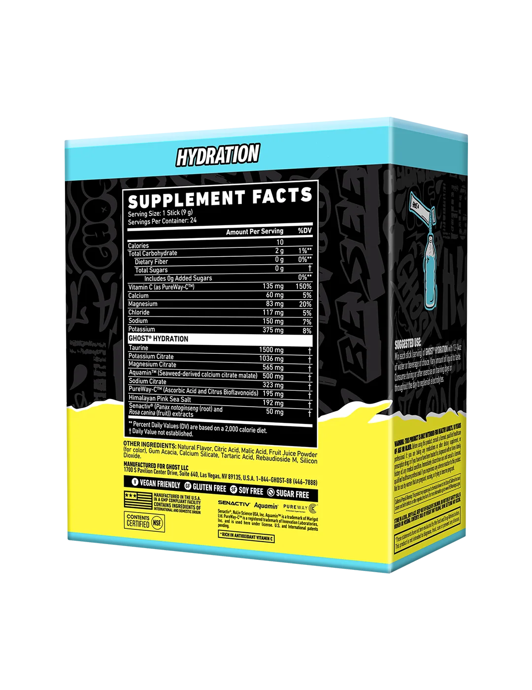 Ghost Hydration Sticks Ice Tea Lemonade supplement facts and nutrition panel