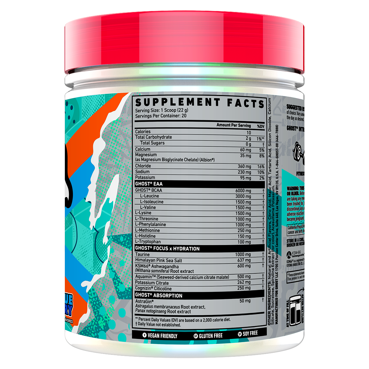 Ghost Intra Blue Raspberry supplement facts and nutrition panel