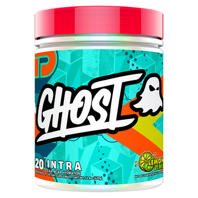 Ghost Intra EAA amino acids, Lemon Lime, front of pack, 440g, NZ Supps