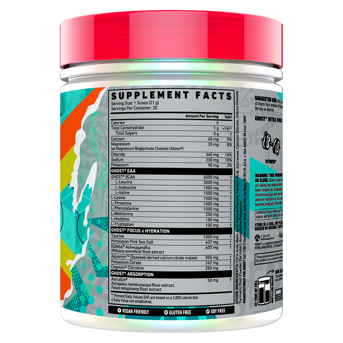 Ghost Intra Lemon Lime supplement facts and nutrition panel